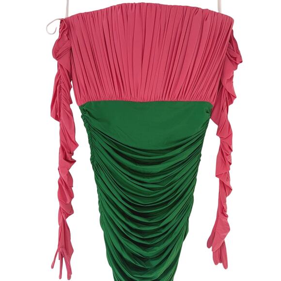 ALEX PERRY Strapless Ruched Mini Dress Pink Green Prom Wedding US Size 6/AU 10 - Picture 7 of 14